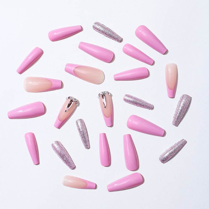 Decorative Press-On Nail Set with Glitter and Gem Accents kalsten