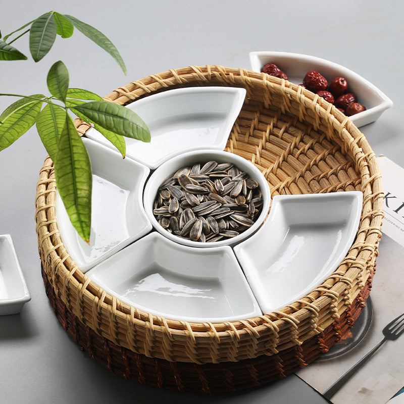 Unisex Serving Platter with Integrated Dip Bowl Set Kalsten