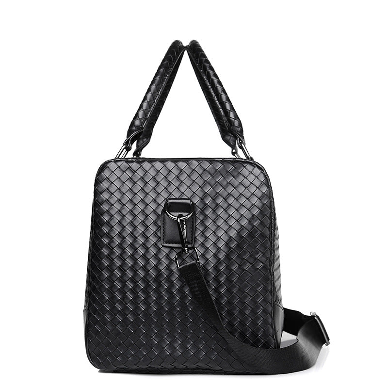 Woven Leather Weekender Duffel Bag Kalsten