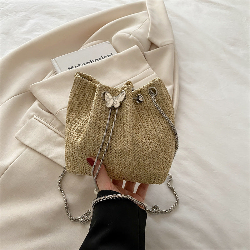 Elegant Woven Drawstring Mini Handbag Kalsten