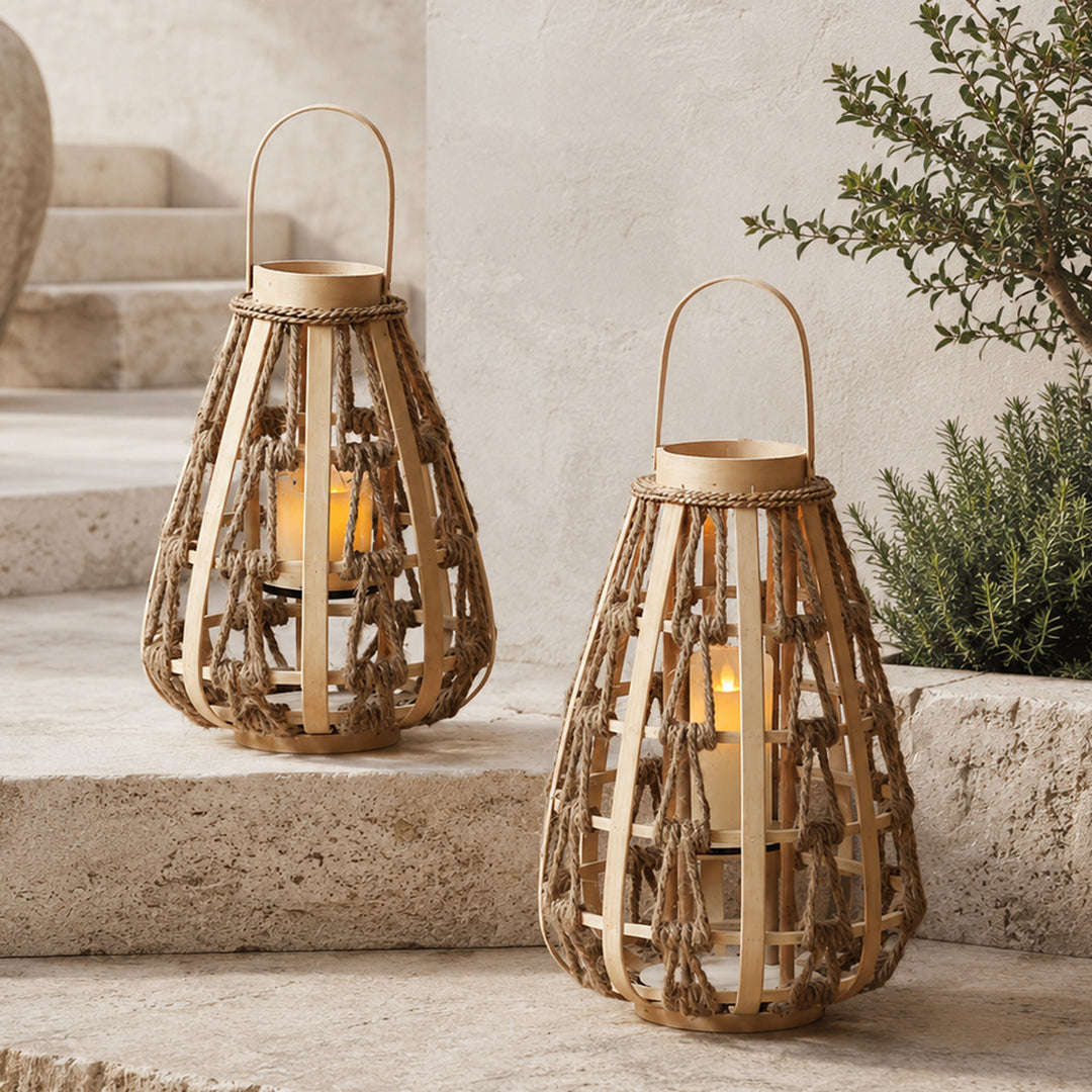 Decorative lantern made of rattan Kalsten