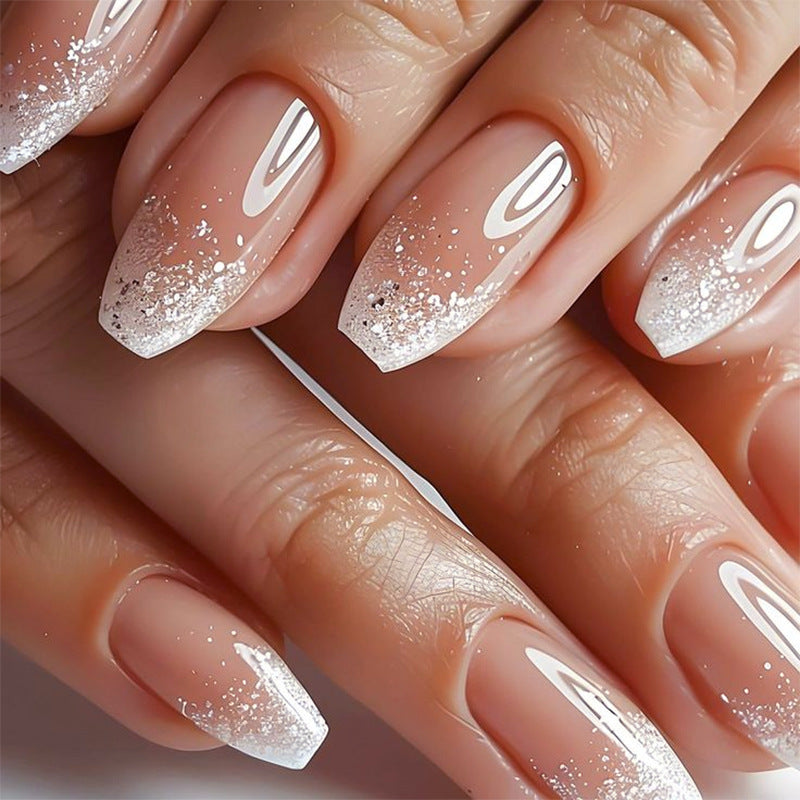 Artistic Nail Extensions with Glitter and Ombre Effect Kalsten