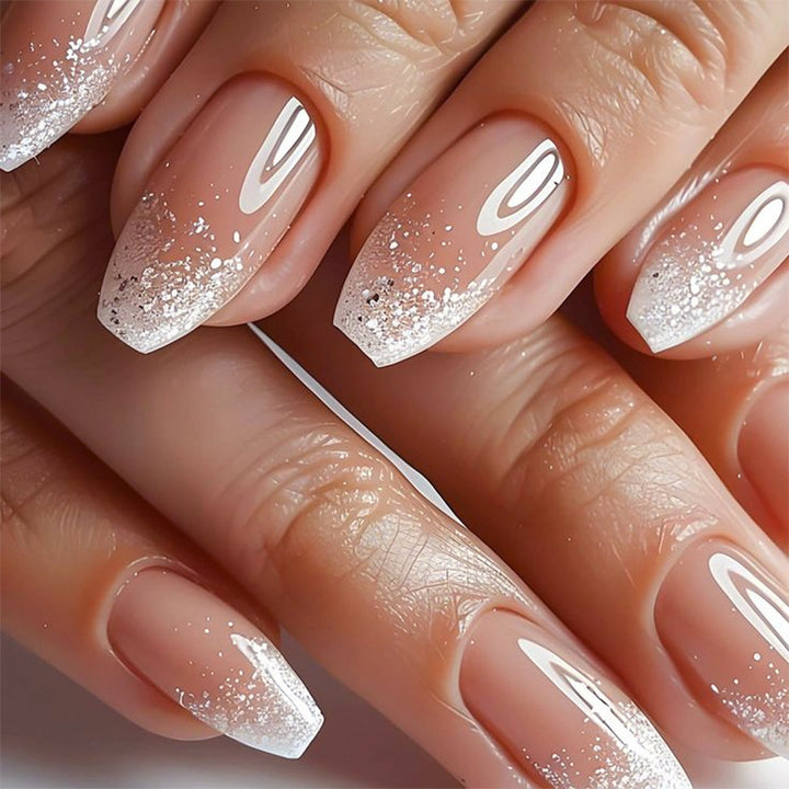 Artistic Nail Extensions with Glitter and Ombre Effect Kalsten