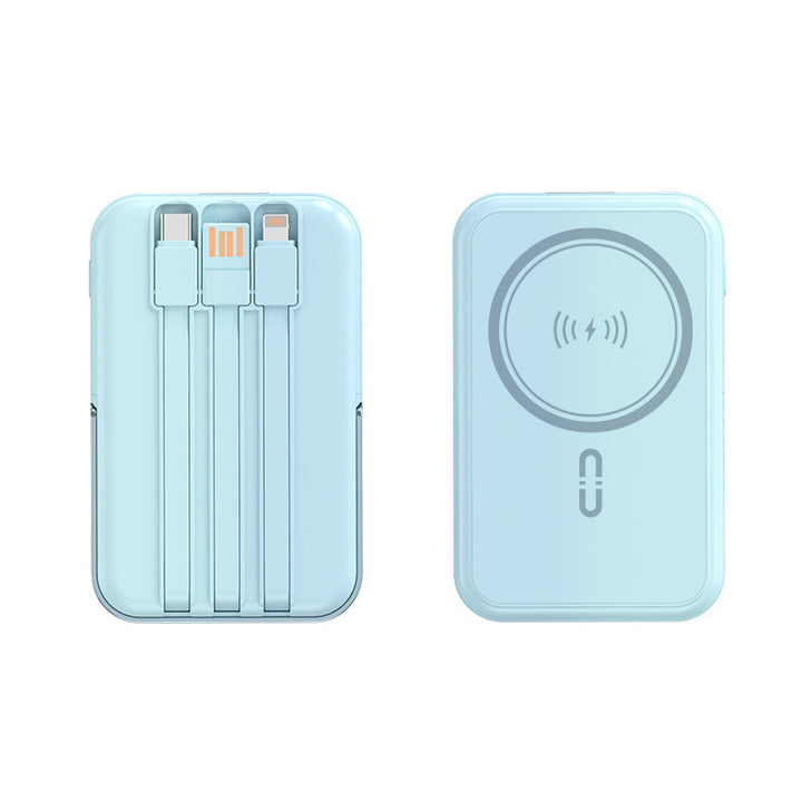 Powerbank with integrated charging cables and wireless charging function Kalsten