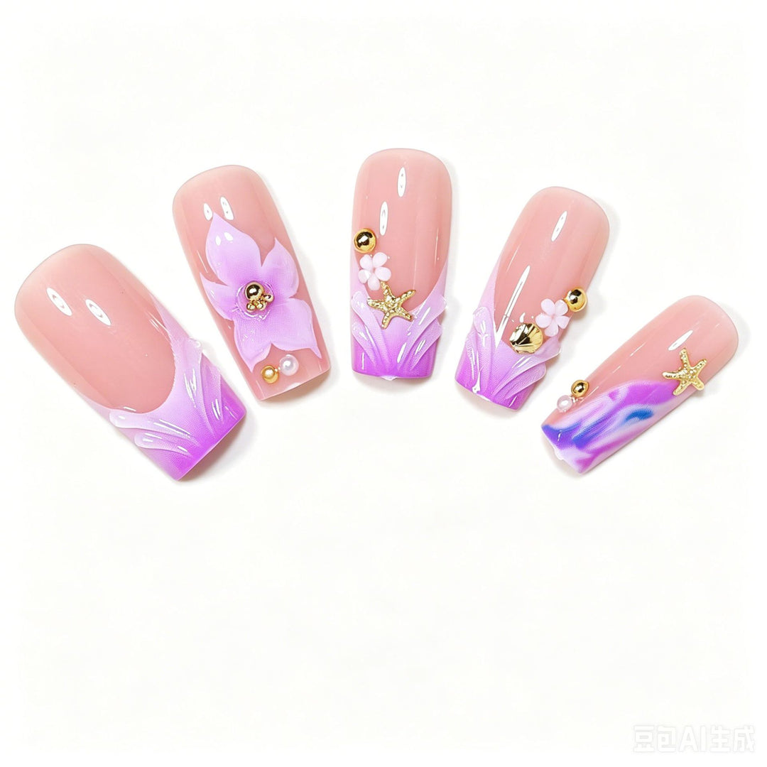Decorative Floral Acrylic Nail Art Tips Kalsten