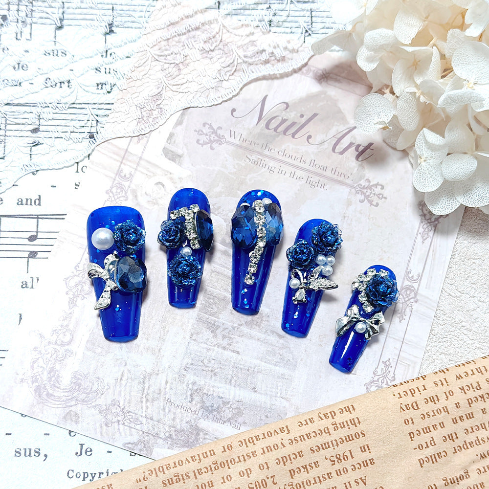 Glamorous artificial nails with floral decoration Kalsten