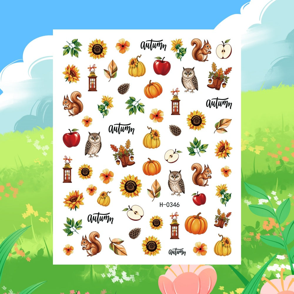 Autumn-Themed Nail Art Sticker Sheet