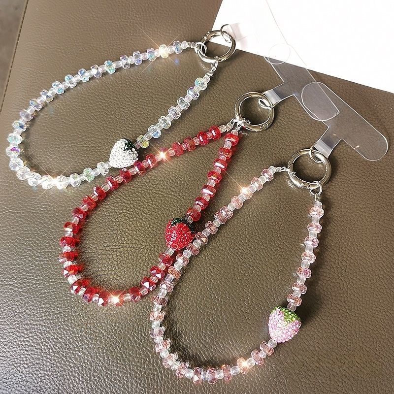 Strawberry-Themed Beaded Charm Keychain Kalsten