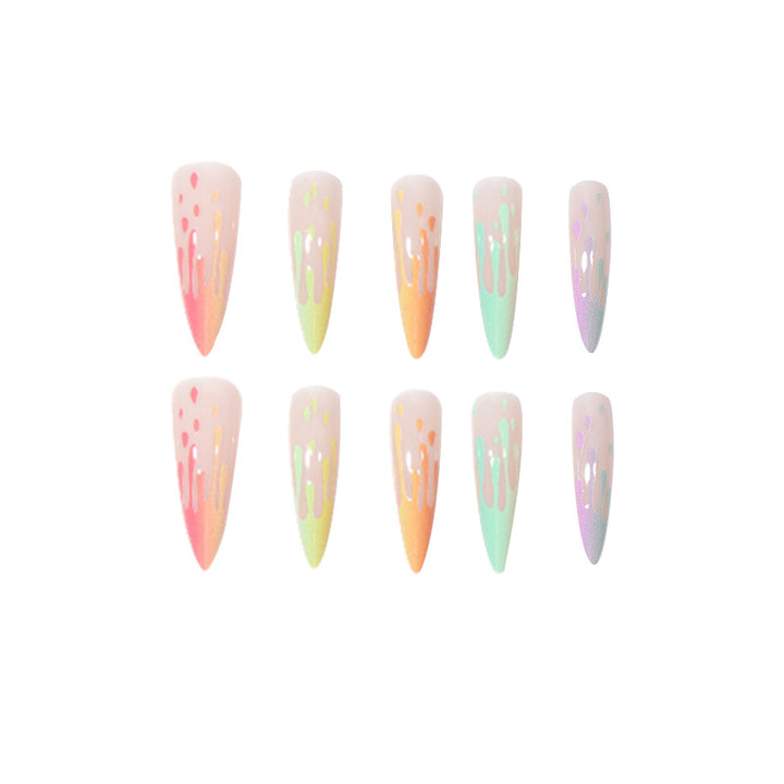 Artistic Drip-Effect Stiletto Press-On Nails Kalsten