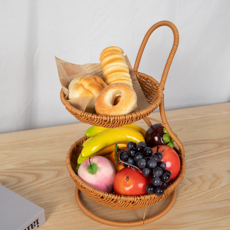 Two-Tiered Wicker Fruit Stand Kalsten