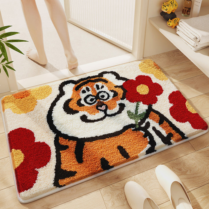Playful Cartoon Tiger Bath Mat Kalsten