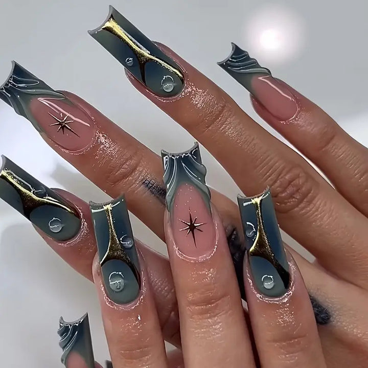 Artistic Abstract Press-On Nail Design Kalsten