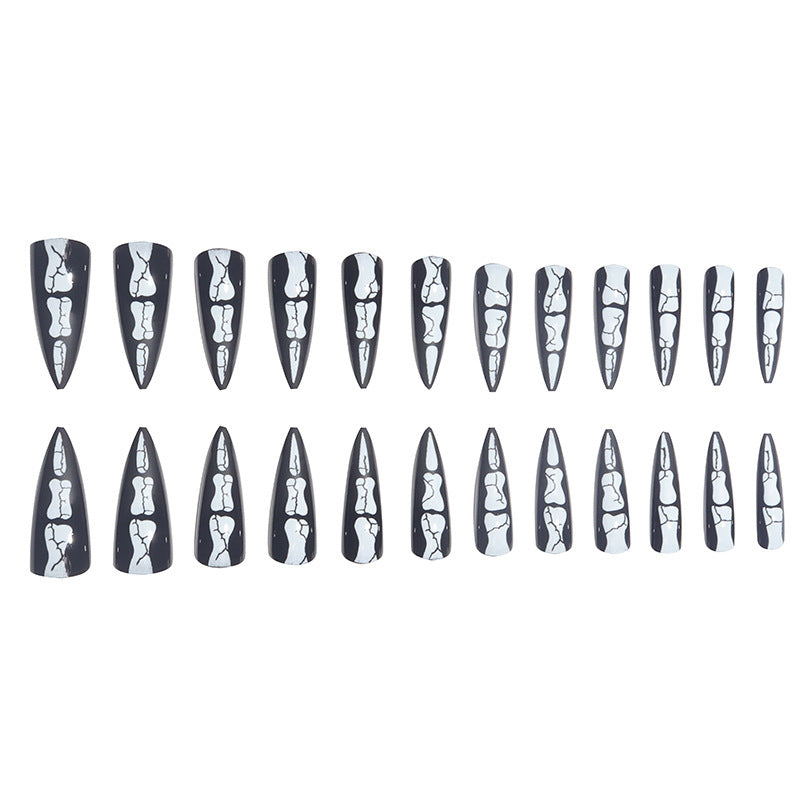 Artistic Skull-Design Stiletto Press-On Nails Kalsten