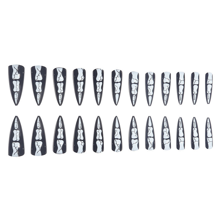 Artistic Skull-Design Stiletto Press-On Nails Kalsten