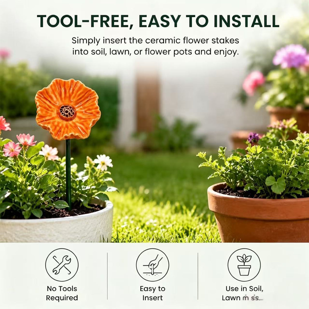 Garden Decorative Poppy Flower Stake Kalsten