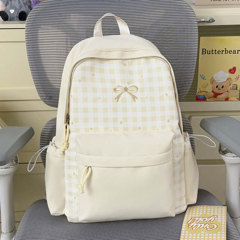 Checked Patterned School Backpack Kalsten