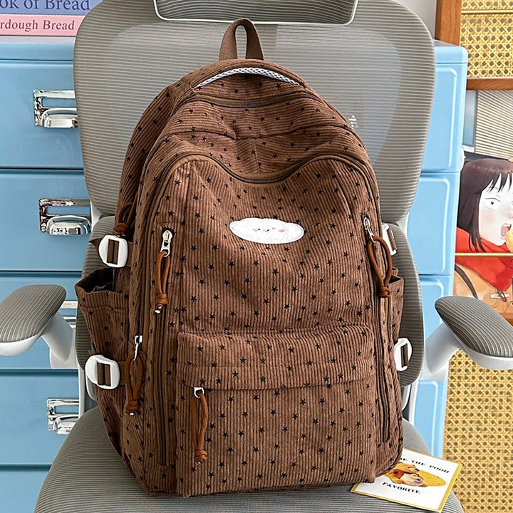 Trendy Star-Embellished Multi-Pocket Backpack Kalsten