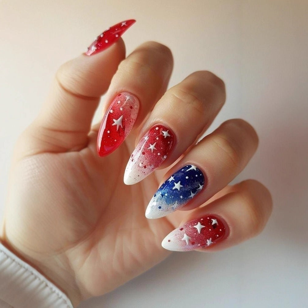 Creative Nail Design Set with Star and Stripe Motifs Kalsten