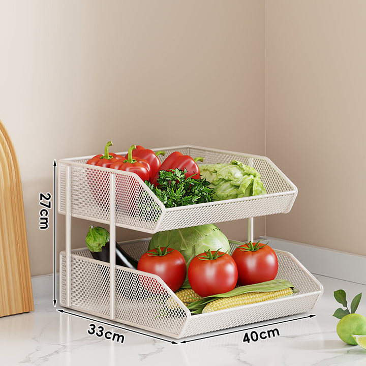 Triple-Tier Metal Mesh Countertop Produce and Pantry Organizer