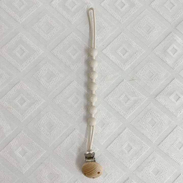 Silicone Beaded Pacifier Lanyard with Wooden Safety Clip