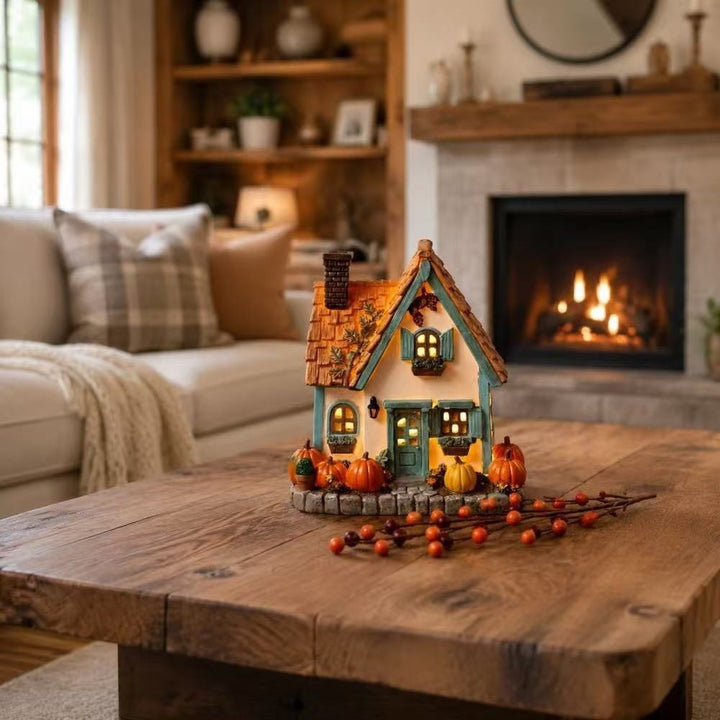 Decorative Autumn-Themed House Figurine Kalsten
