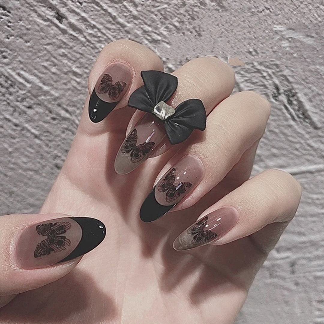 Artful nail art in Gothic style with butterfly motifs Kalsten