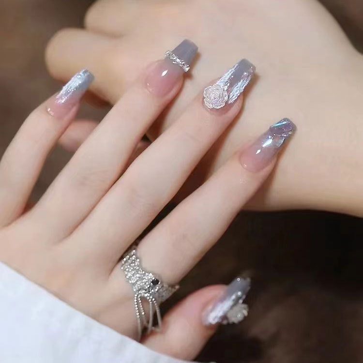 Rhinestone-Decorated Press-On Nail Set
