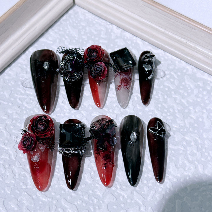 Intricately Designed Gothic Nail Art