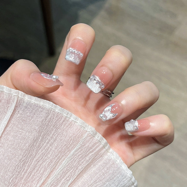Elegant Crystal-Embellished Nail Extensions Kalsten