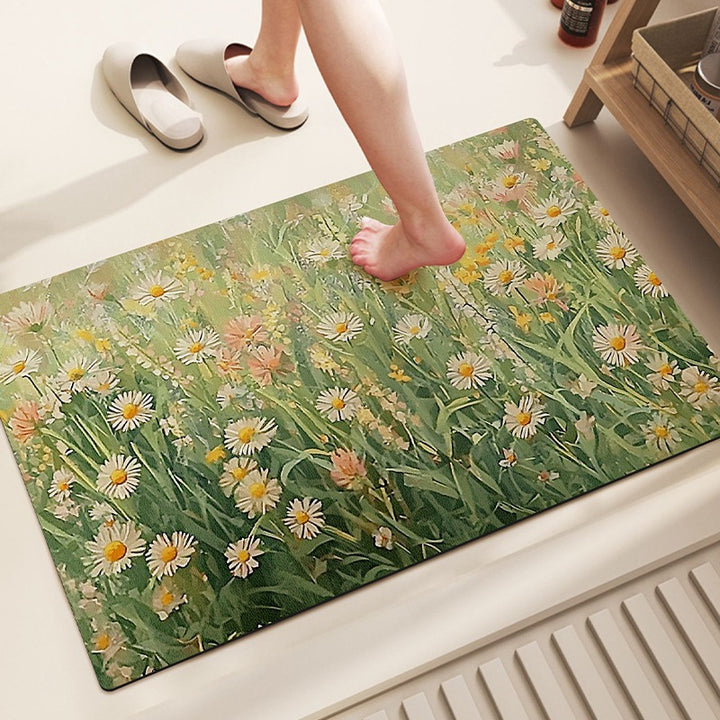 Nature-Inspired Floral Pattern Bath Mat