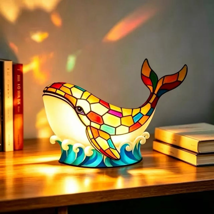 Stained Glass Dolphin Night Light Lamp Kalsten