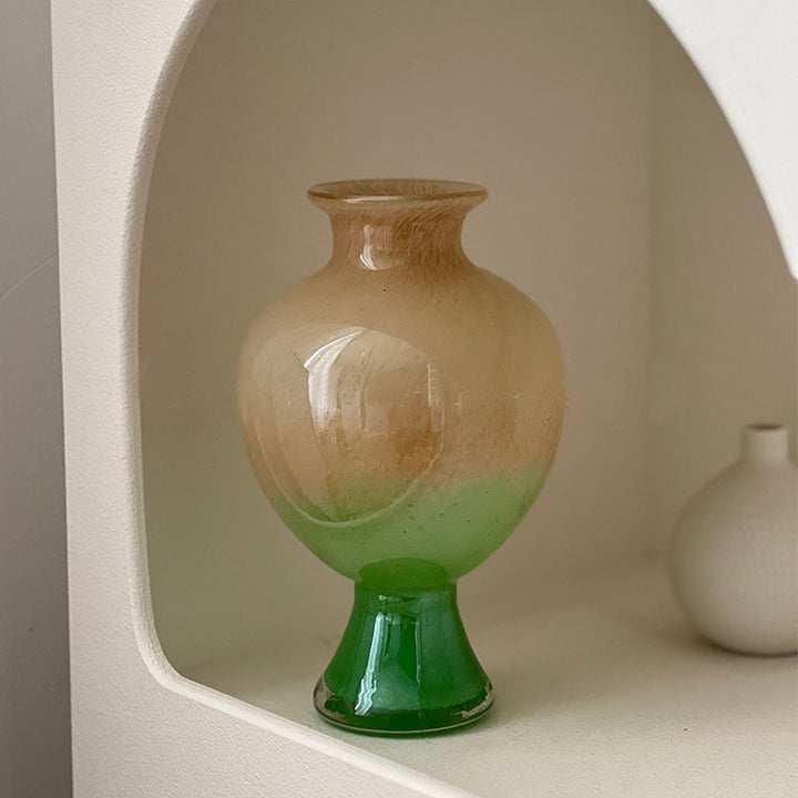 Decorative Handblown Ombre Bulb-on-Pedestal Glass Accent Vase Kalsten