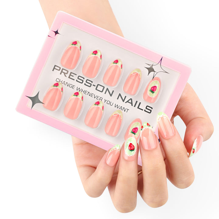 Artificial Press-On Nails with Floral Design Kalsten