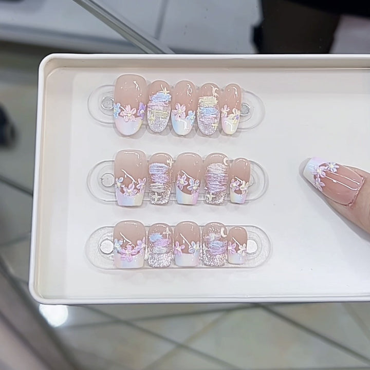 Floral-Designed Press-On Nails Kalsten