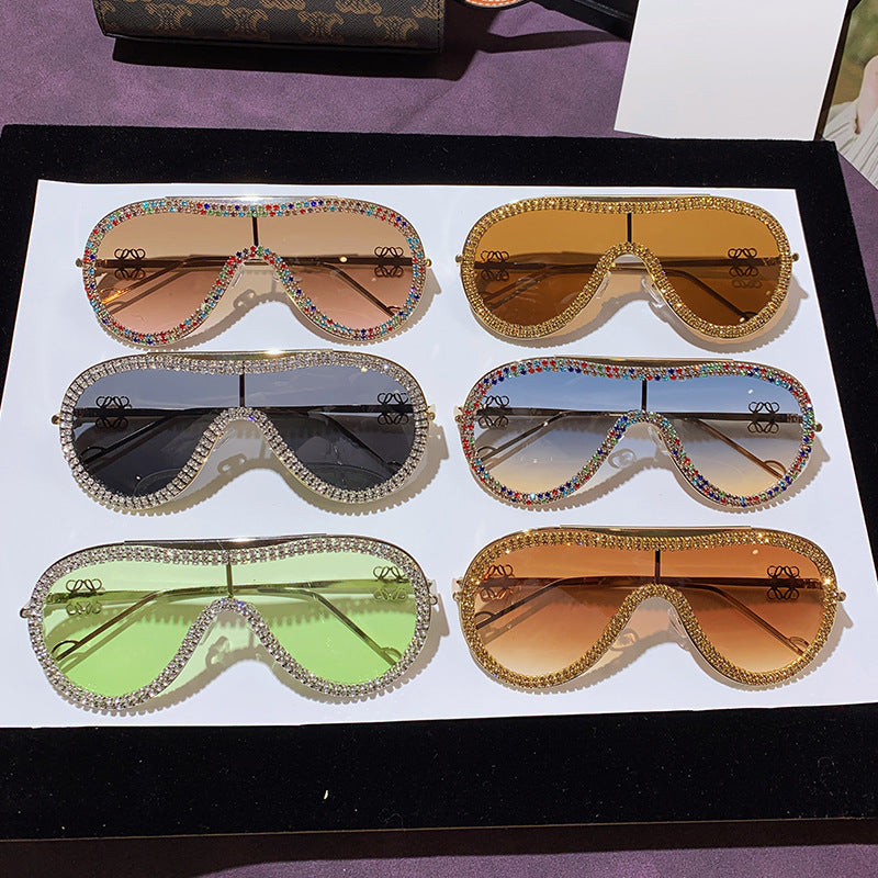 Women's Glamorous Oversized Sunglasses with Rhinestone Accents Kalsten