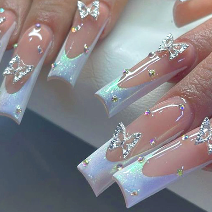 Ornate Butterfly-Inspired Acrylic Nail Extensions Kalsten