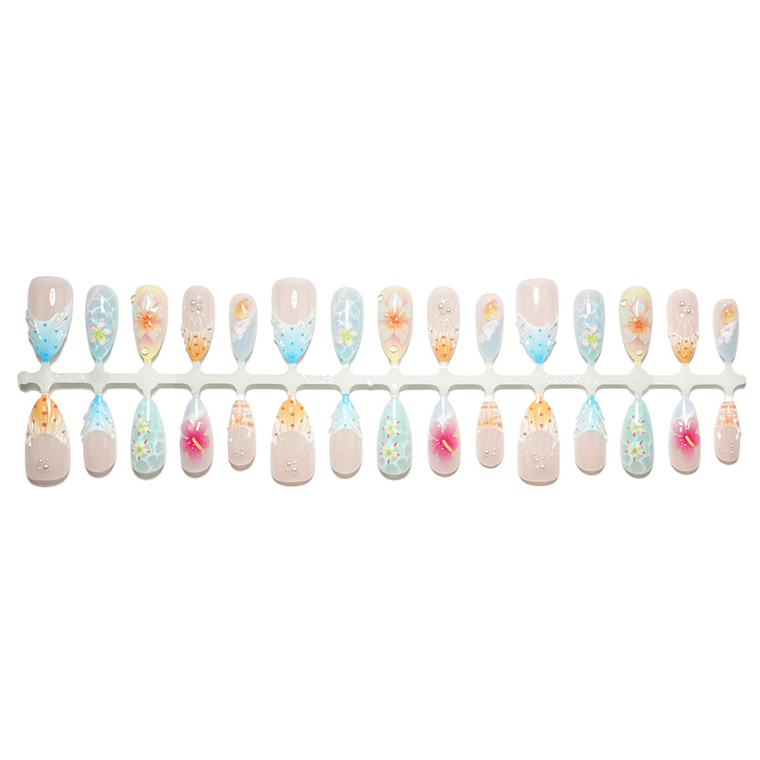 Decorative Floral Press-On Nail Set