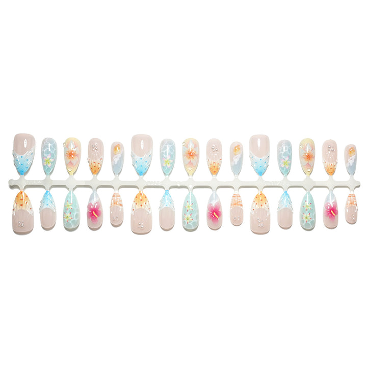 Decorative Floral Press-On Nail Set