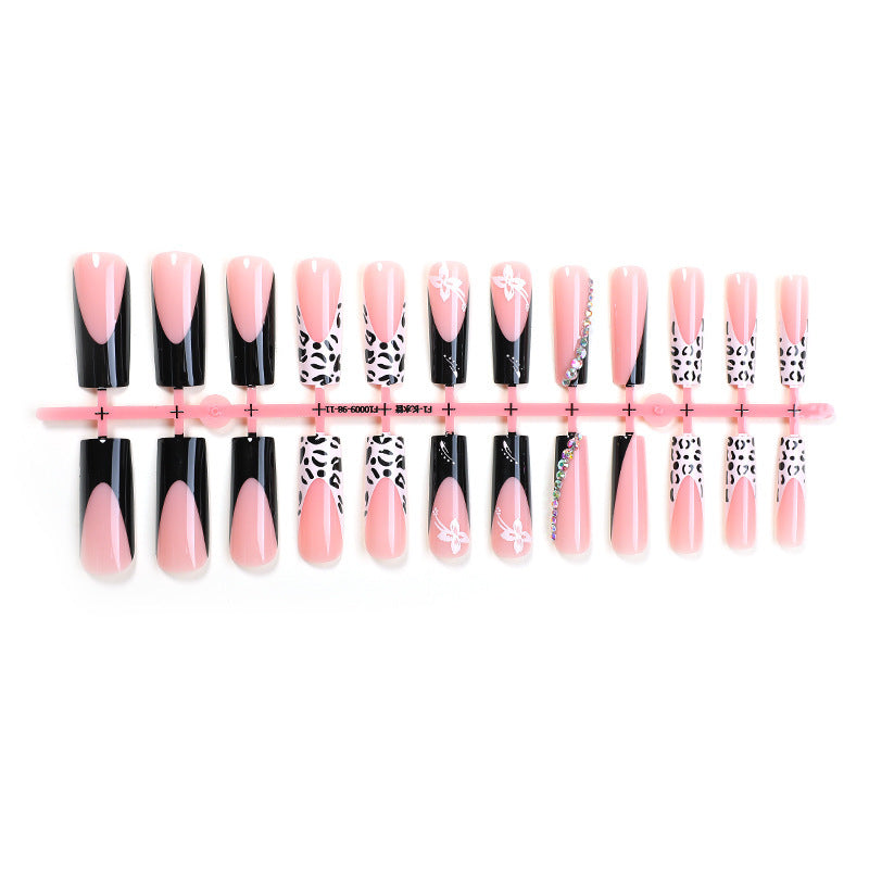 Creative nail art set with elegant black-pink design Kalsten