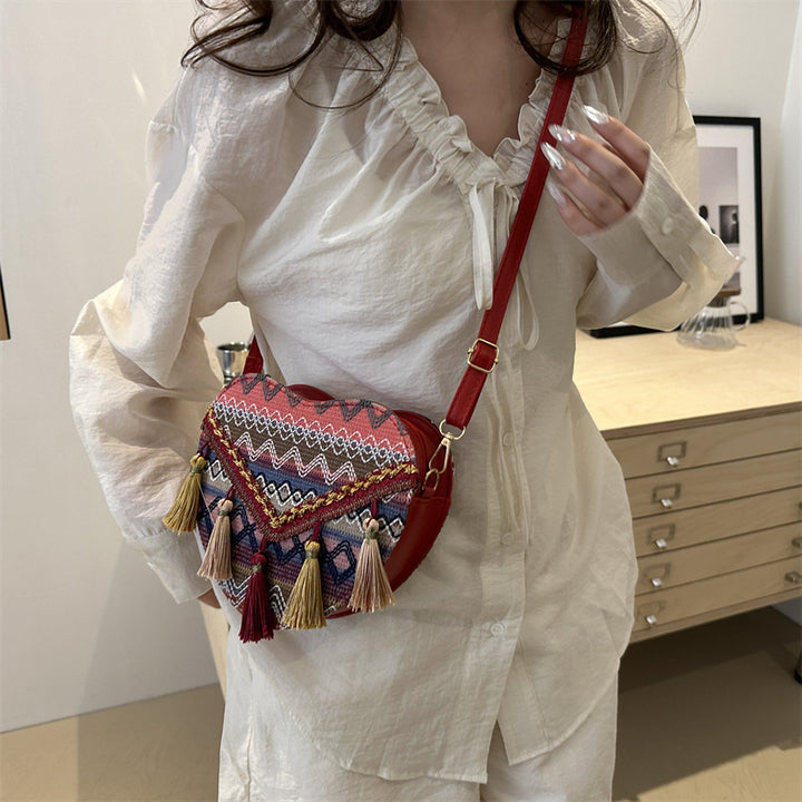 Heart-Shaped Handcrafted Crossbody Bag