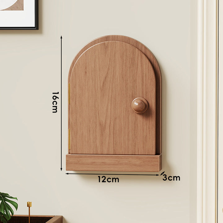 Wall-Mounted Arched Mini Storage Cabinet with Dual Doors and Narrow Display Shelf