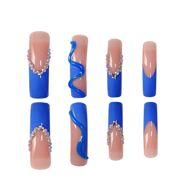 Decorative Long Acrylic Press-On Nails with Rhinestone Accents Kalsten