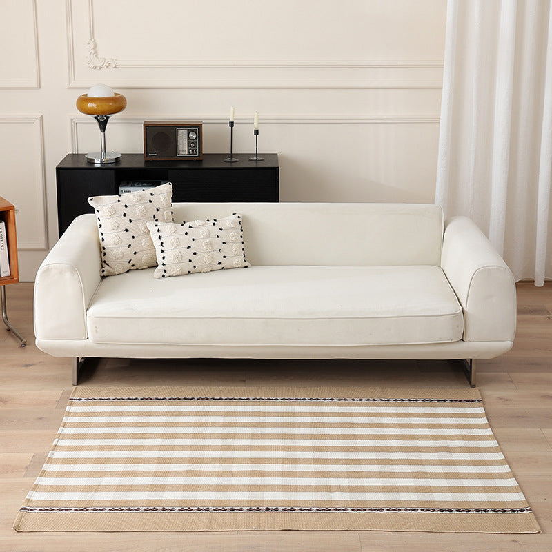 Striped Flat-Woven Cotton Rug in Kilim Style Kalsten