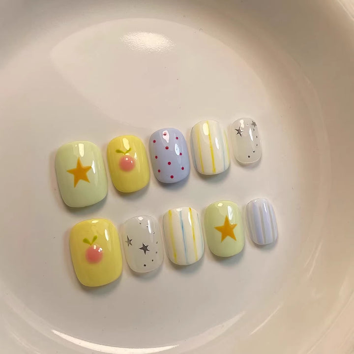 Artistic Nail Art Set with Whimsical Designs