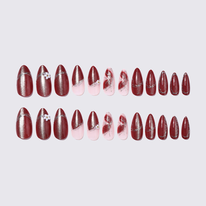 Decorative Press-On Nail Art with Floral Accents kalsten
