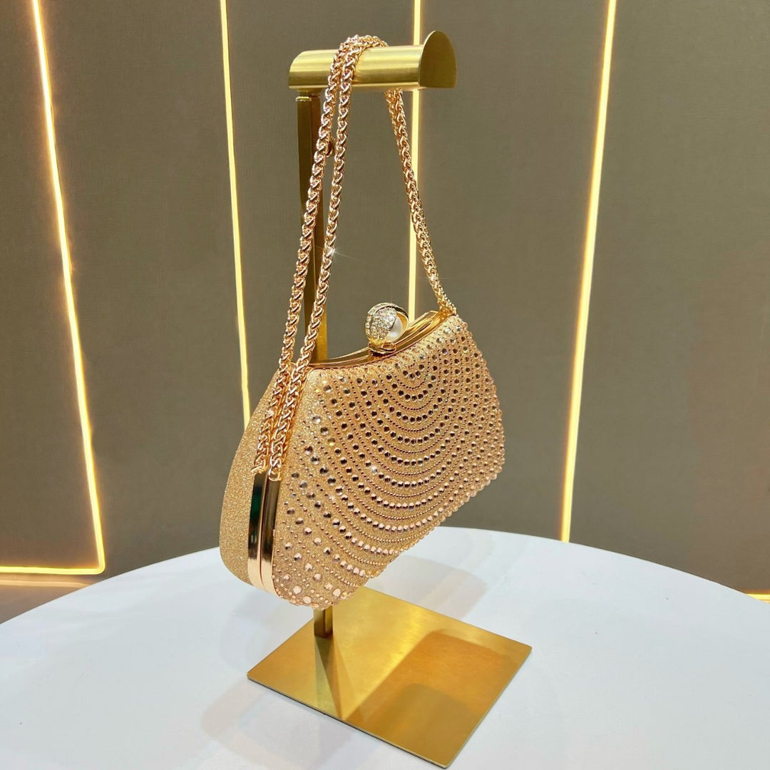 Decorative Crystal-Studded Evening Handbag