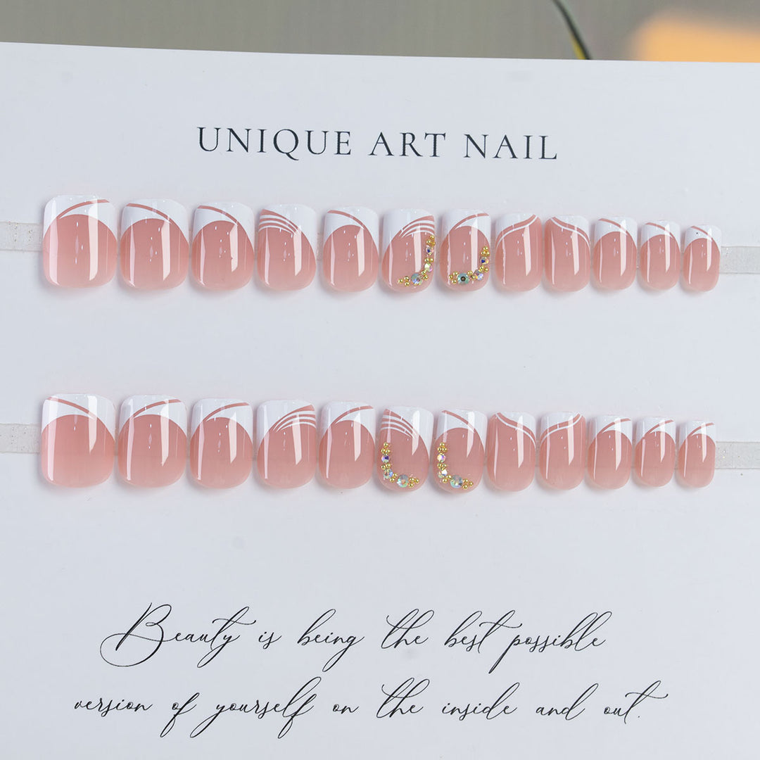 Elegantly Designed Rhinestone-Accented Press-On Nails