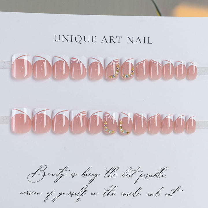 Elegantly Designed Rhinestone-Accented Press-On Nails