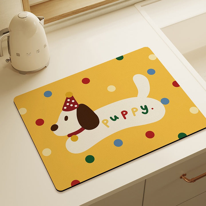 Playful Puppy-Themed Kitchen Mat