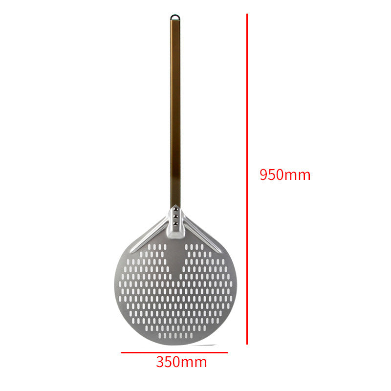 long wooden handled round aluminum pizza peel with reinforced neck Kalsten